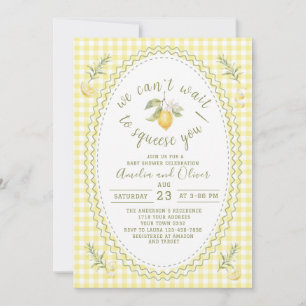 Watercolor ciao bambino lemons baby shower invitation