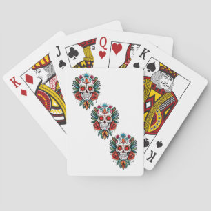 Watercolor Cinco De Mayo Colourful Sugar Skull Playing Cards