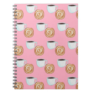 Watercolor Cinnamon Bun Pastry Coffee Notebook