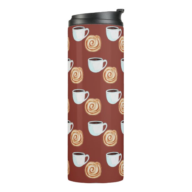Watercolor Cinnamon Bun Pastry Coffee Thermal Tumbler (Rotated Left)