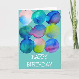 Watercolor circle birthday abstract cool colour card