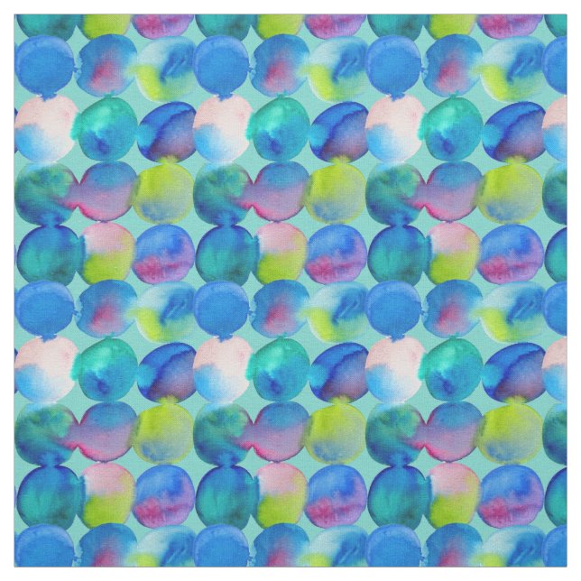 Watercolor circle pattern abstract art cool colour fabric (Swatch)