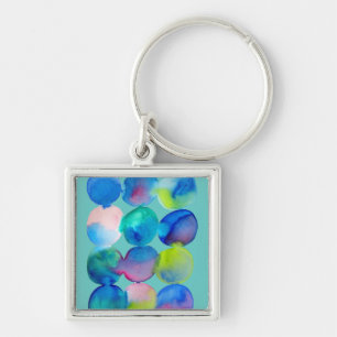 Watercolor circle pattern abstract art cool colour key ring