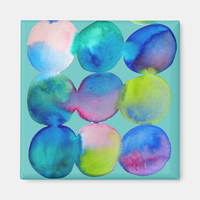 Watercolor circle pattern abstract art cool colour magnet (Front)