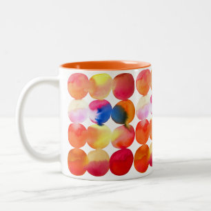 Watercolor circle pattern abstract art warm colour Two-Tone coffee mug