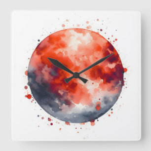 watercolor circle square wall clock