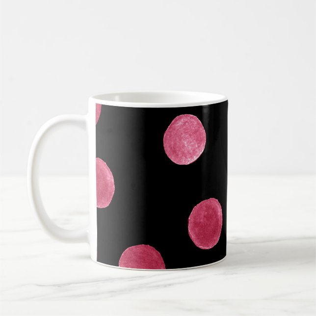 Watercolor Circles Black Background Pattern Coffee Mug (Left)