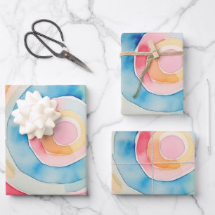 Watercolor Circles Rings Abstract Colourful Gift Wrapping Paper Sheet
