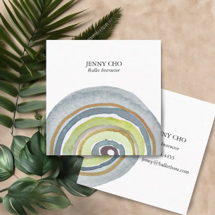 Watercolor Circles Rings Abstract Minimal Art Square Business Card