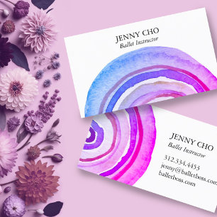 Watercolor Circles Rings Abstract Minimalist Blue Business Card