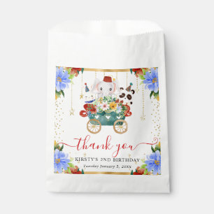 Watercolor Circus Animals Train Floral Birthday Favour Bag