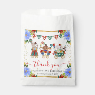 Watercolor Circus Animals Train Floral Birthday Favour Bag