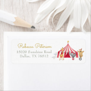 Watercolor Circus Carnival Baby Shower  Return Address Label