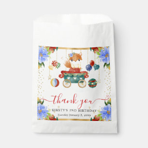 Watercolor Circus Fox Train Floral Birthday Favour Bag