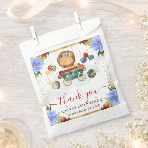 Watercolor Circus Lion Train Floral Birthday Favour Bag