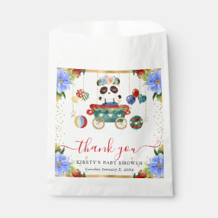 Watercolor Circus Panda Train Floral Baby Shower Favour Bag