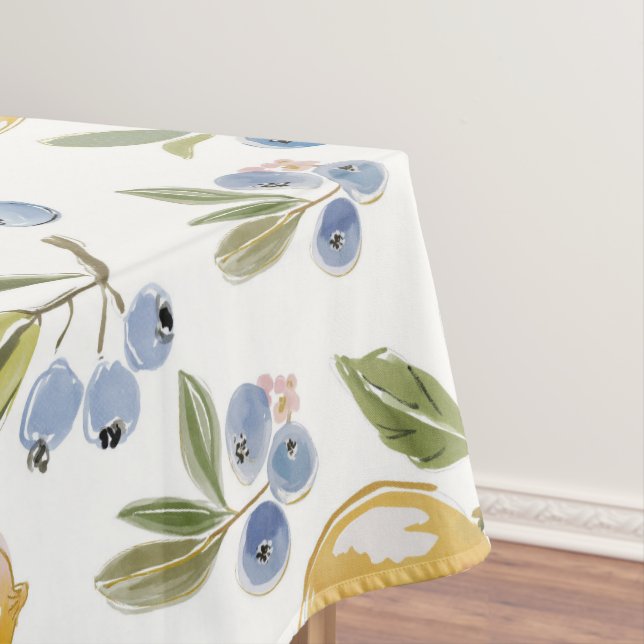 Watercolor Citrus & Blueberry Pattern Tablecloth (In Situ)