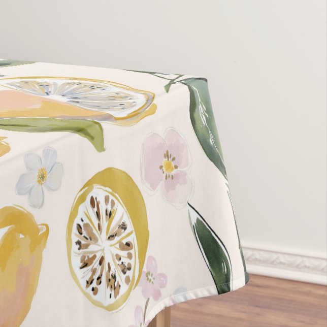 Watercolor Citrus & Blueberry Pattern Tablecloth (In Situ)