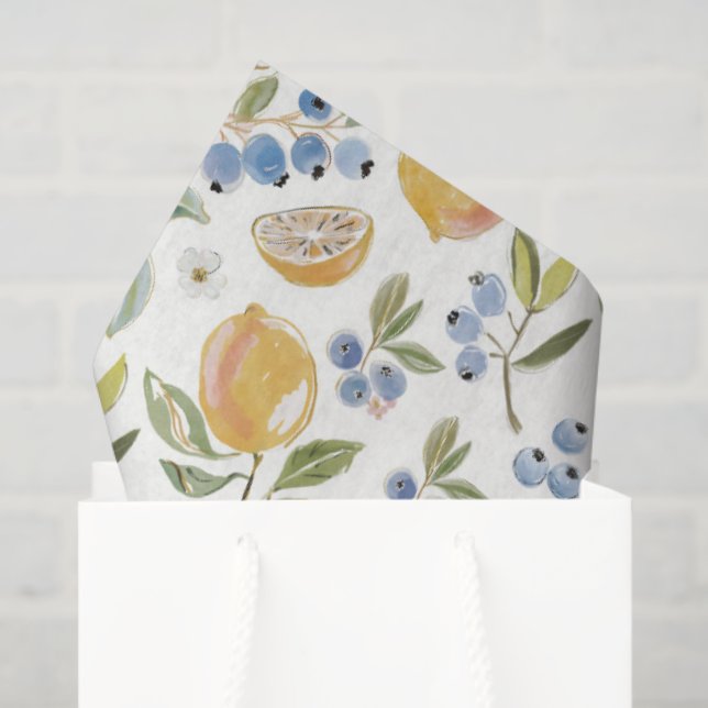 Watercolor Citrus & Blueberry Pattern Tissue Paper (Gift Bag)