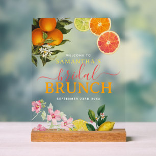 Watercolor Citrus Bridal Brunch Bridal Shower Acrylic Sign