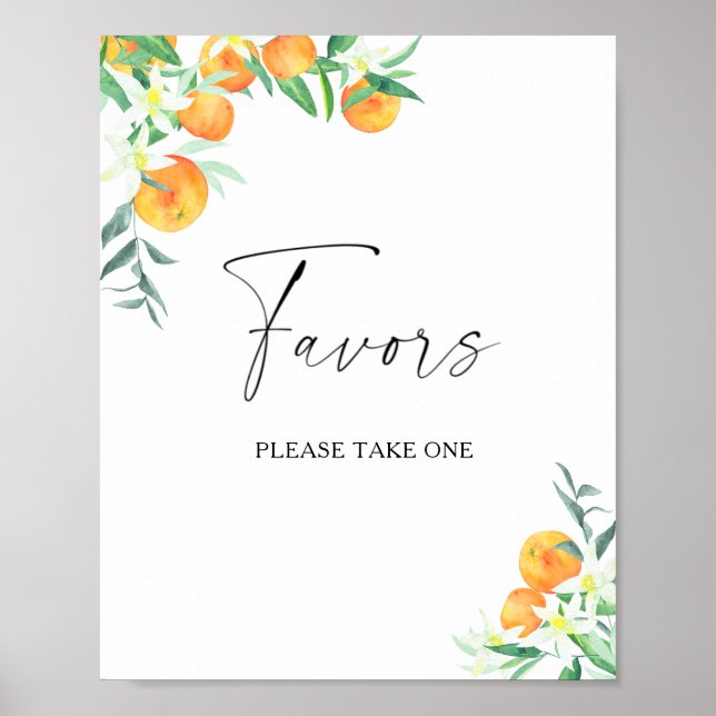 Watercolor citrus - bridal favours please take one poster (Front)
