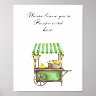Watercolor citrus bridal shower - Recipe card Poster