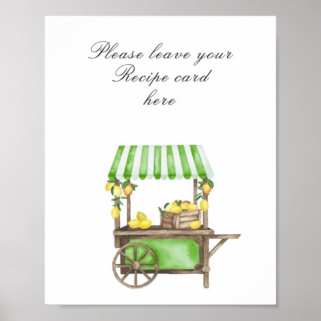Watercolor citrus bridal shower - Recipe card Poster (Front)