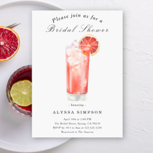 Watercolor Citrus Cocktail Bridal Shower Invitation
