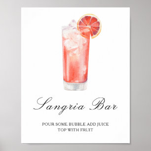Watercolor citrus cocktail - sangria bar poster