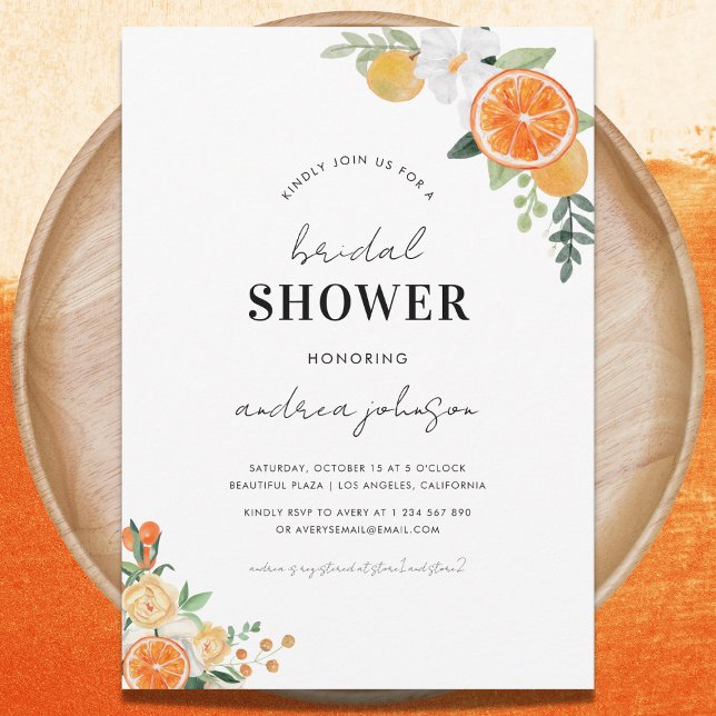 Watercolor Citrus Floral Blossom Bridal Shower     Invitation (Creator Uploaded)