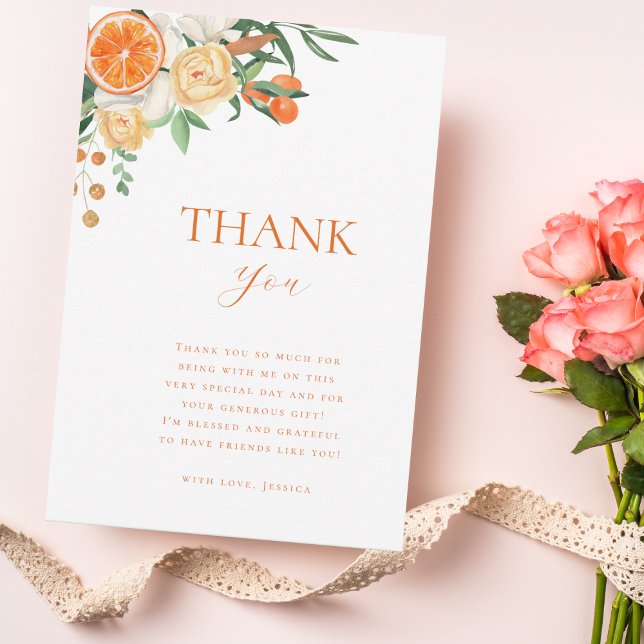 Watercolor Citrus Floral Bridal Shower Thank You (Creator Uploaded)