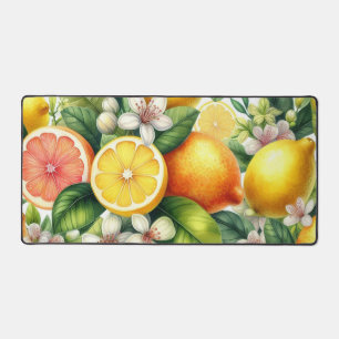 Watercolor Citrus Fruit Pattern Desk Mat