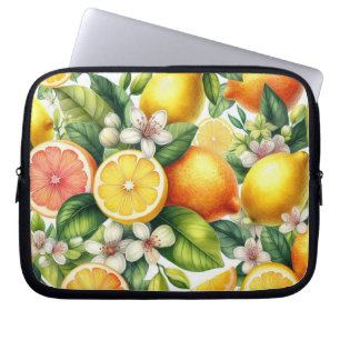 Watercolor Citrus Fruit Pattern Laptop Sleeve