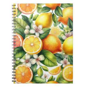 Watercolor Citrus Fruit Pattern Notebook