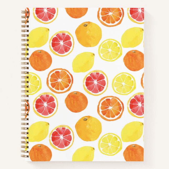Watercolor Citrus Fruit Pattern Notebook (Front)