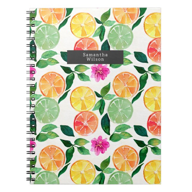 Watercolor Citrus Fruit Pattern Notebook (Front)