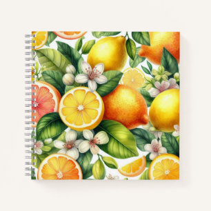 Watercolor Citrus Fruit Pattern Notebook
