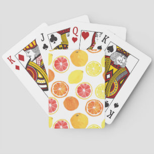 Watercolor Citrus Fruit Pattern Playing Cards