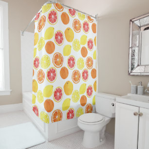 Watercolor Citrus Fruit Pattern Shower Curtain