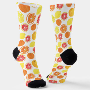 Watercolor Citrus Fruit Pattern Socks