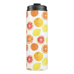 Watercolor Citrus Fruit Pattern Thermal Tumbler