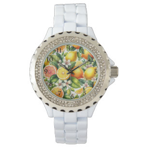 Watercolor Citrus Fruit Pattern Watch