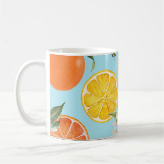 Watercolor Citrus Fruits: Hand Drawn Coffee Mug