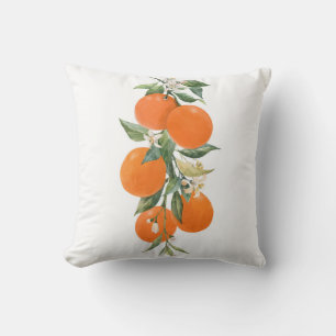 Watercolor citrus fruits orange lemon cushion