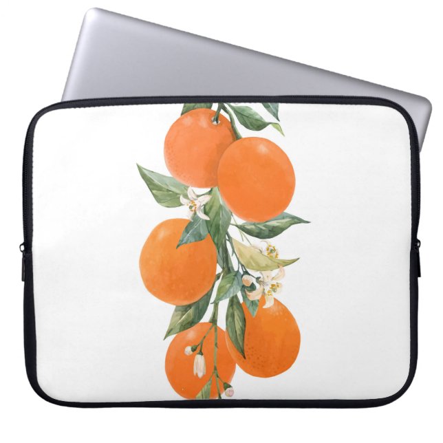 Watercolor citrus fruits orange lemon laptop sleeve (Front)