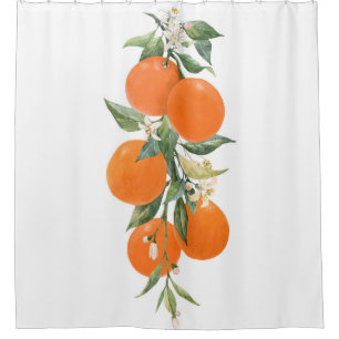 Watercolor citrus fruits orange lemon shower curtain