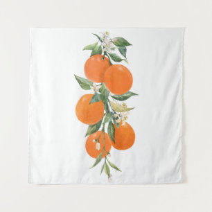 Watercolor citrus fruits orange lemon tapestry