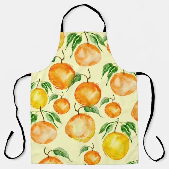 Watercolor citrus fruits, tropical pattern. apron (Front)