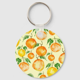 Watercolor citrus fruits, tropical pattern. key ring