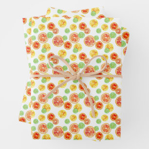 Watercolor Citrus Fun Hand-Illustrated Lemon Lime  Wrapping Paper Sheet